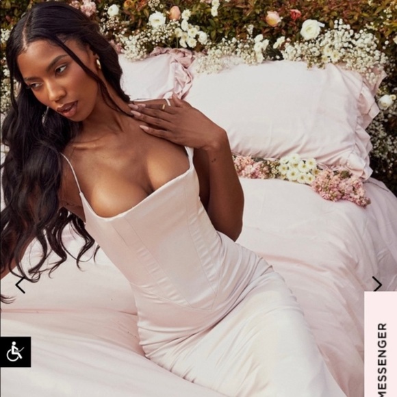 House of CB | Olivette Corset Maxi Dress I'm Crystal satin Size Large NWOT - Picture 3 of 15